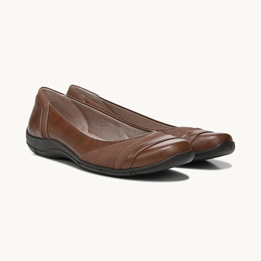 Life Stride Brown Flats with Slip-On Design
